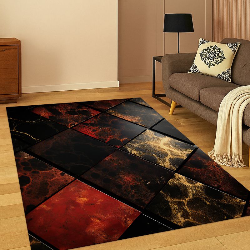 Kids Outdoor Area - Luxurious Marble Colorful Gold Black Carpet