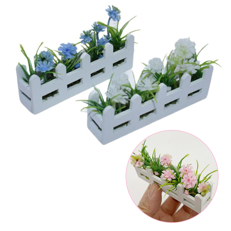 Kids Outdoor Cubby House - 1/12 Scale Dollhouse Flower Potted Plant