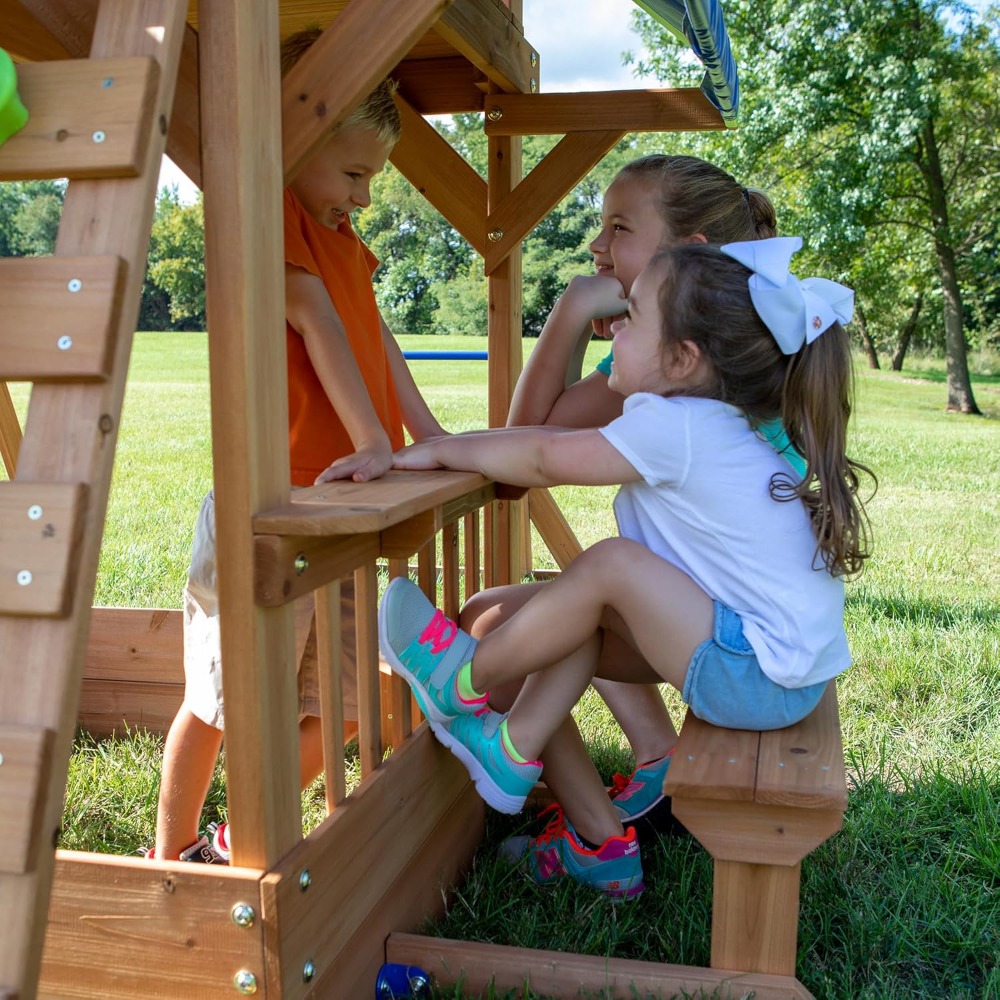 Kids Outdoor Monkey Bars - US Shipping Cedar Wood Backyard Swing