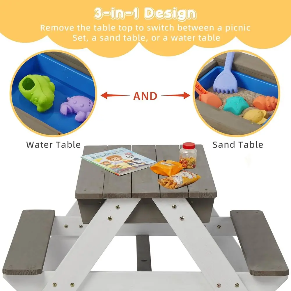 Convertible 3-in-1 Wooden Picn - Kids Outdoor Play Table recension och pris