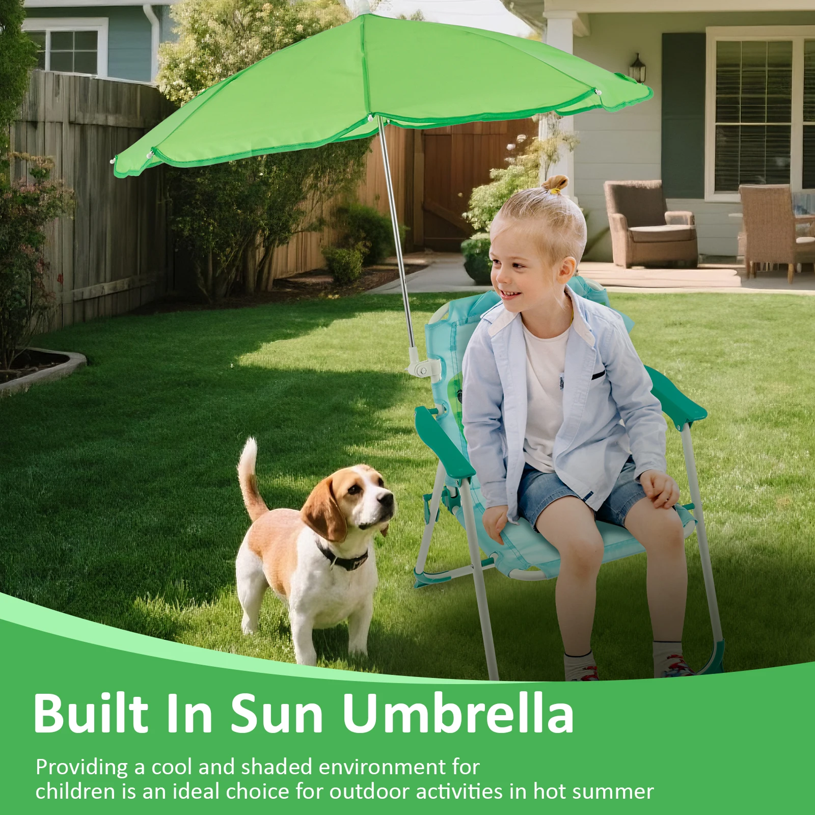 Kids Folding Beach Chair With  - Kids Outdoor Lounge Furniture recension och pris