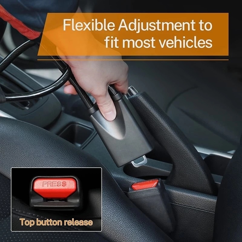 Car Steering Wheel Lock with S - Swing Seat Belt recension och pris
