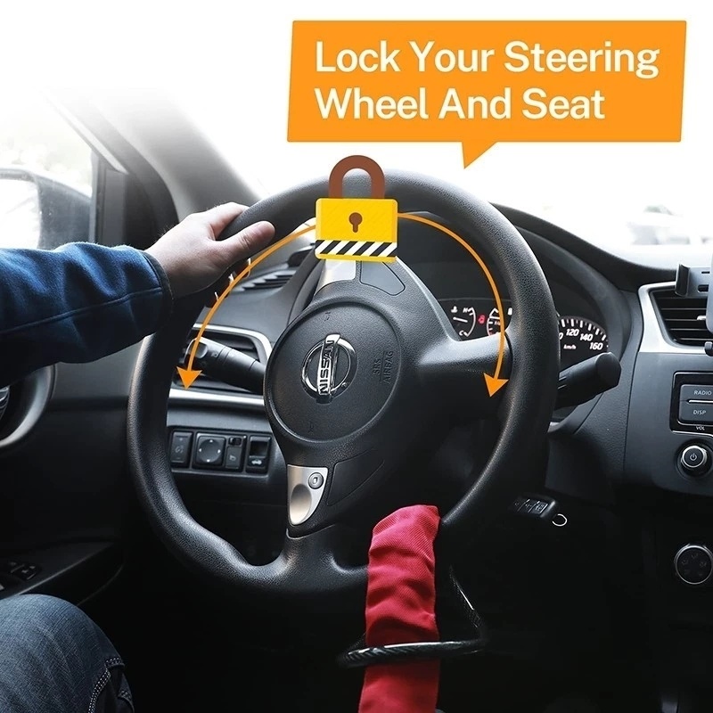 Car Steering Wheel Lock with S - Swing Seat Belt recension och pris