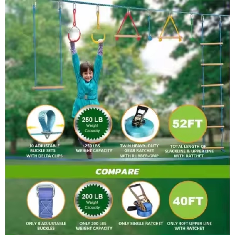 Warrior Obstacle Course Kit fo - Kids Outdoor Monkey Bars recension och pris
