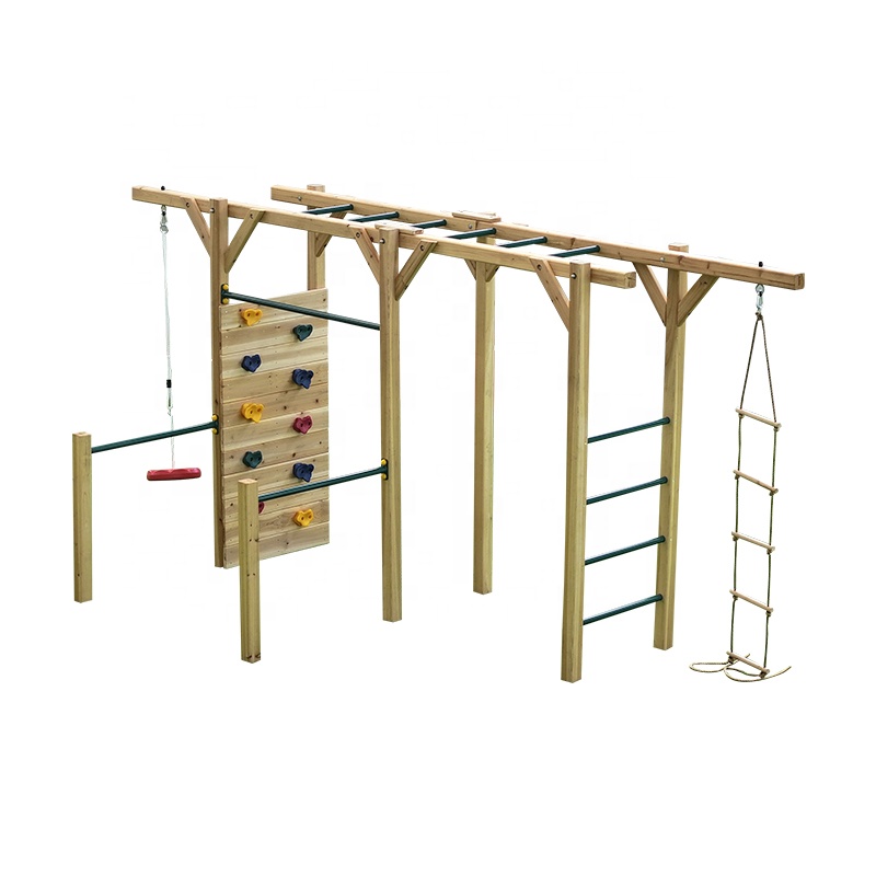 6 in 1 Wooden Fitness Equipmen - Kids Outdoor Monkey Bars recension och pris