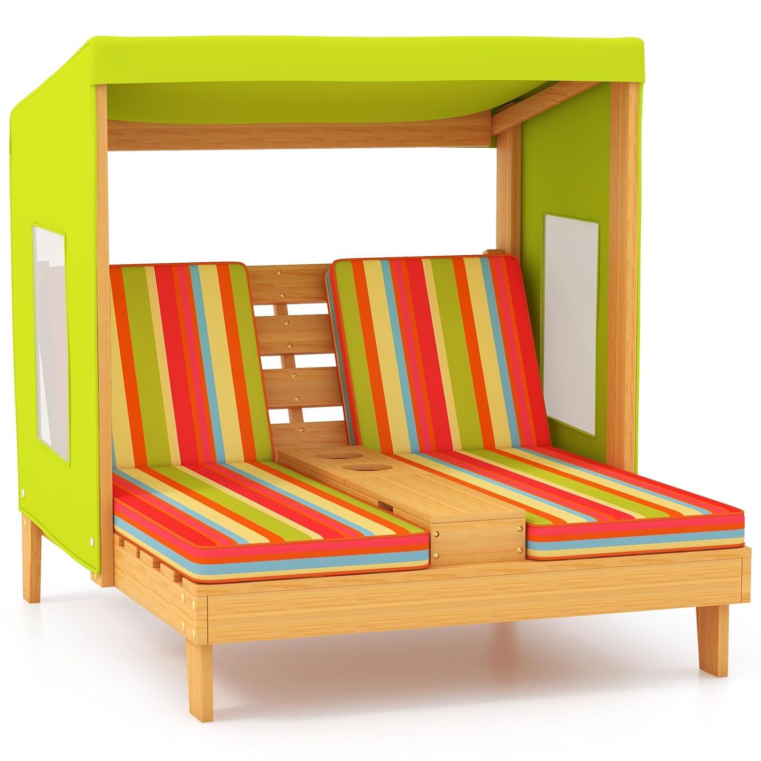 Kids Wood Double Chaise Lounge - Kids Outdoor Lounge Furniture recension och pris