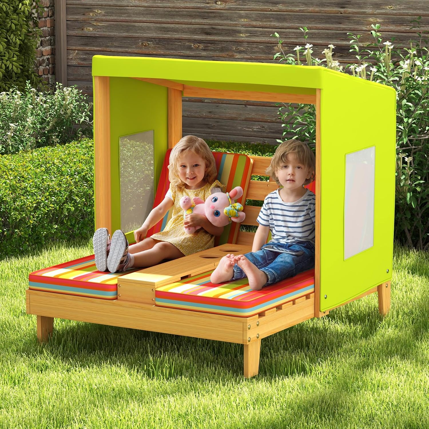 Kids Wood Double Chaise Lounge - Kids Outdoor Lounge Furniture recension och pris