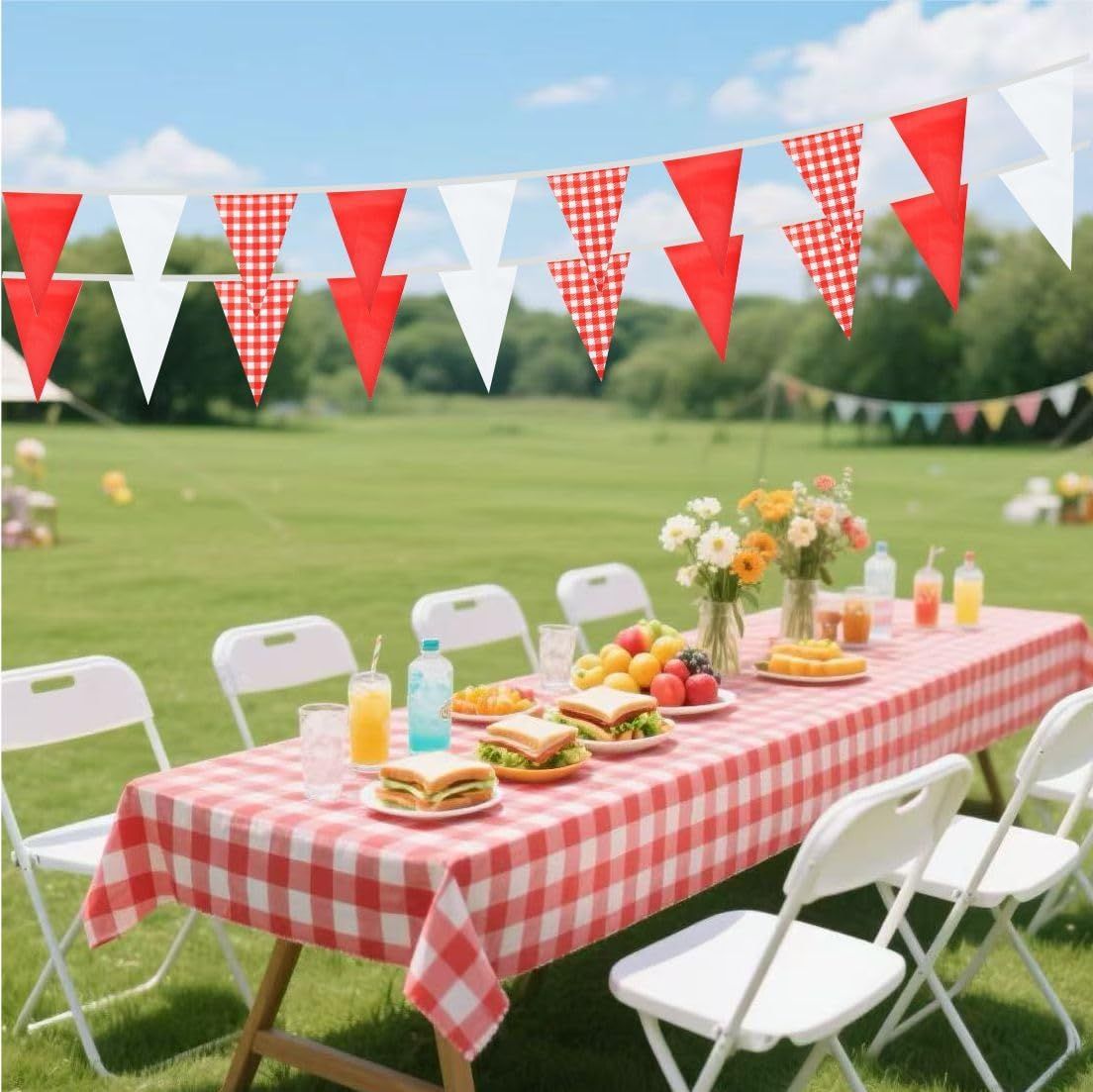 Red and White Banner Triangle  - Kids Outdoor Garden Set recension och pris