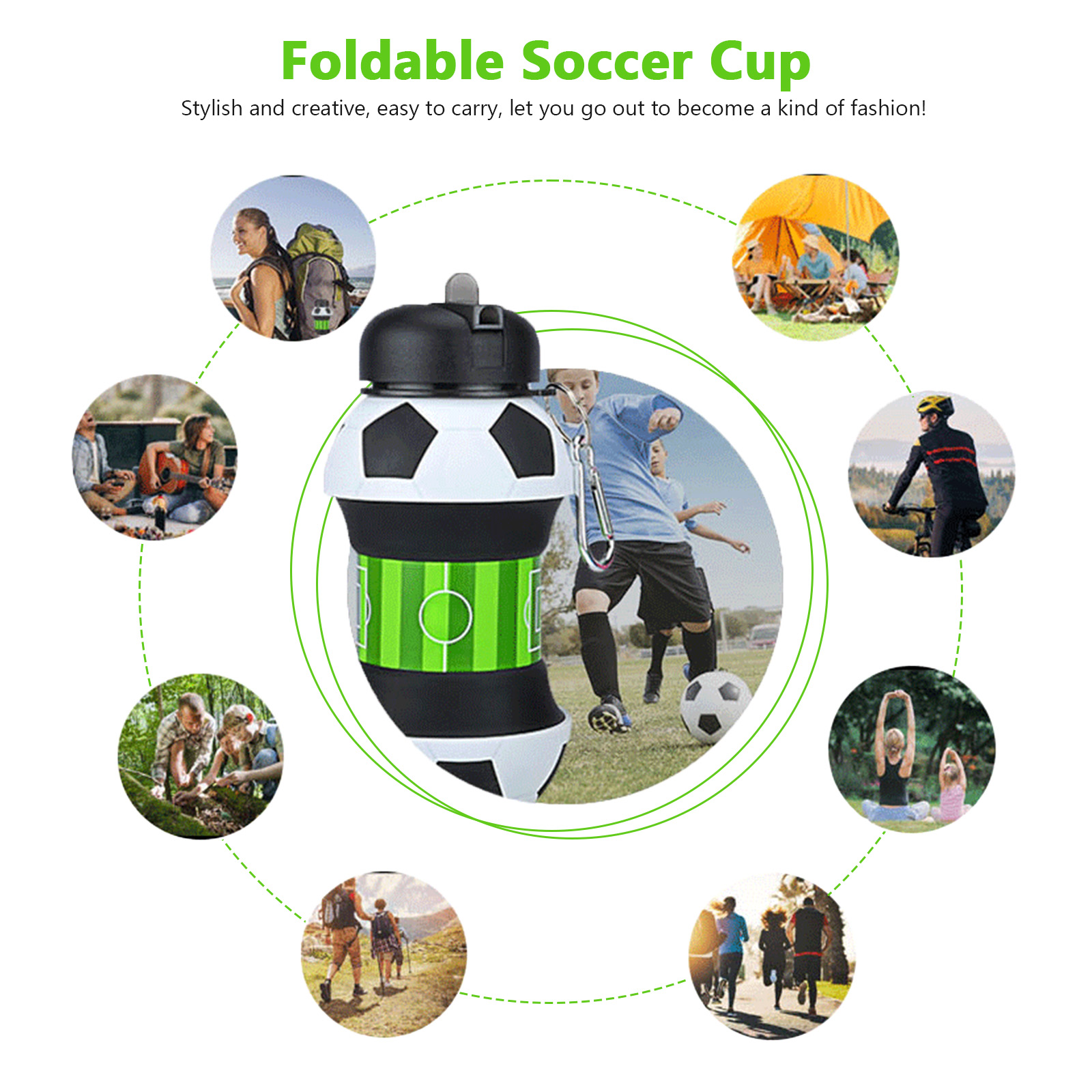 550ml Foldable Football Water  - Outdoor Kid Friendly recension och pris