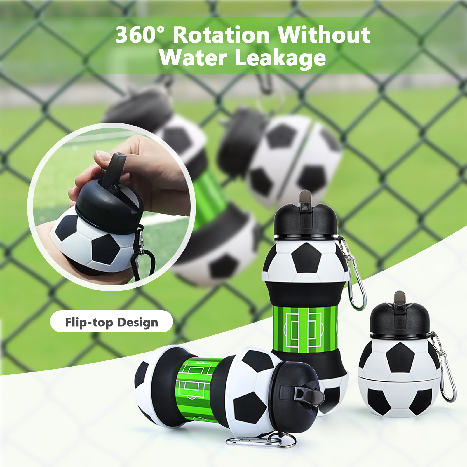 550ml Foldable Football Water  - Outdoor Kid Friendly recension och pris