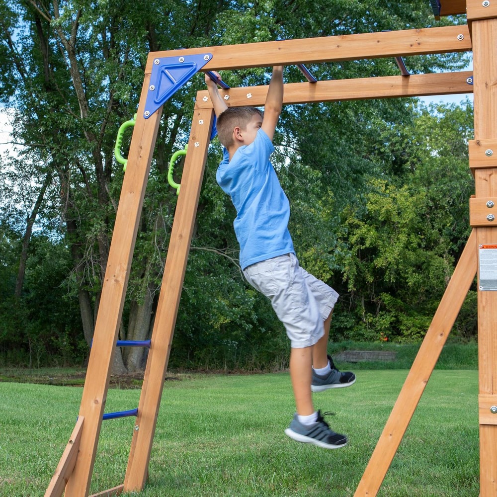 US Shipping Cedar Wood Backyar - Kids Outdoor Monkey Bars recension och pris
