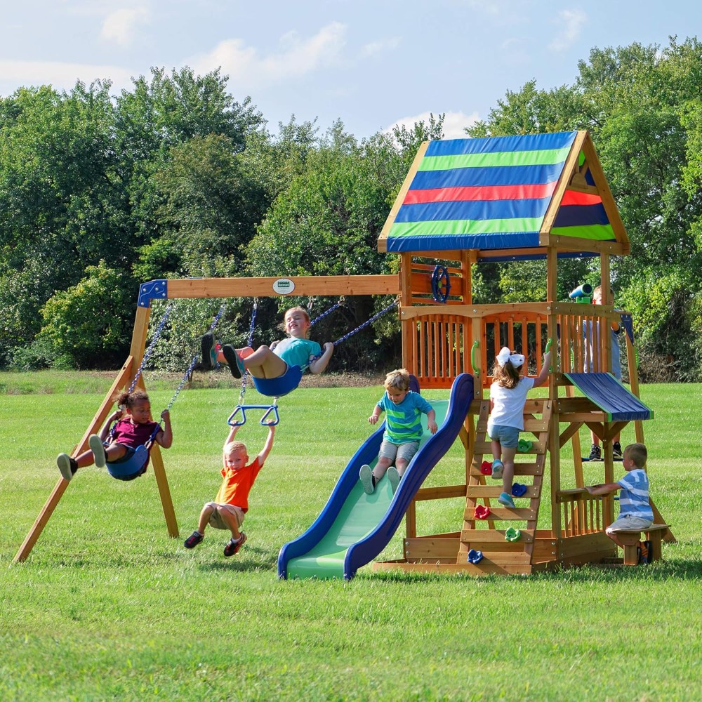 US Shipping Cedar Wood Backyar - Kids Outdoor Monkey Bars recension och pris